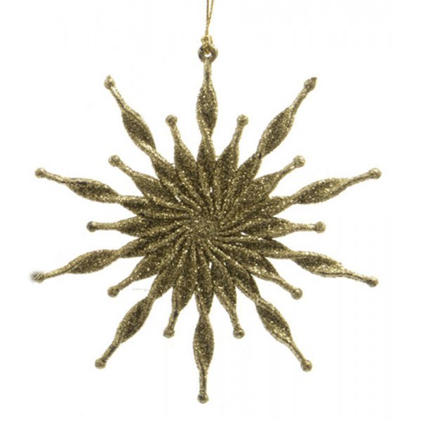Χριστουγεννιάτικο Κρεμαστό Χρυσό Αστέρι Ακτινωτό, με Στρας (8cm)